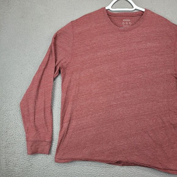 Fossil Shirt Mens Extra Large Red Crew Neck Preppy Basic Minimal Tee - Picture 4 of 10